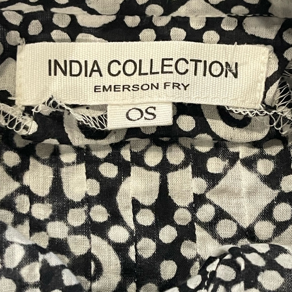 Emerson Fry Mandarin Collar Top, Daisy Check, Black/White, Button Down Front, OS - Picture 5 of 16